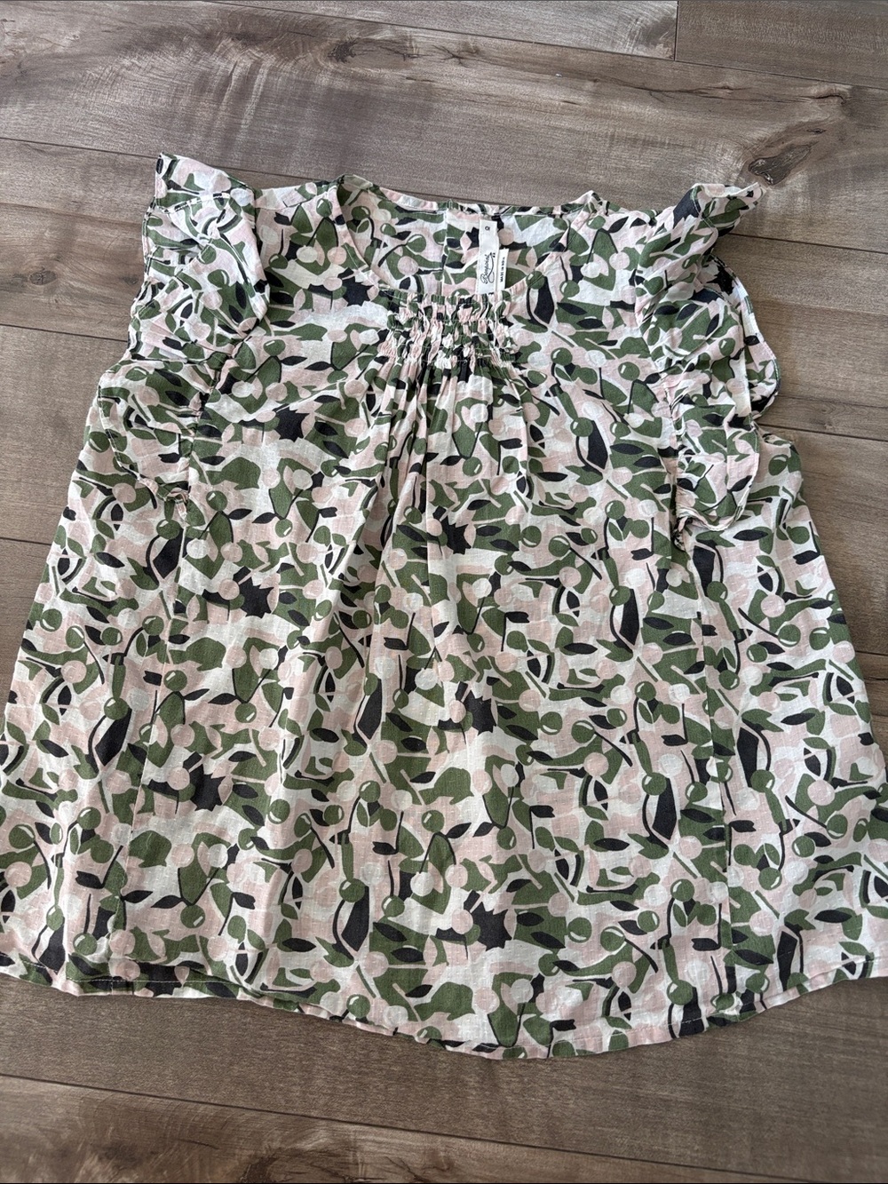 Bonpoint Cream Skirt with Green Leaf Print - Picture 1 of 5